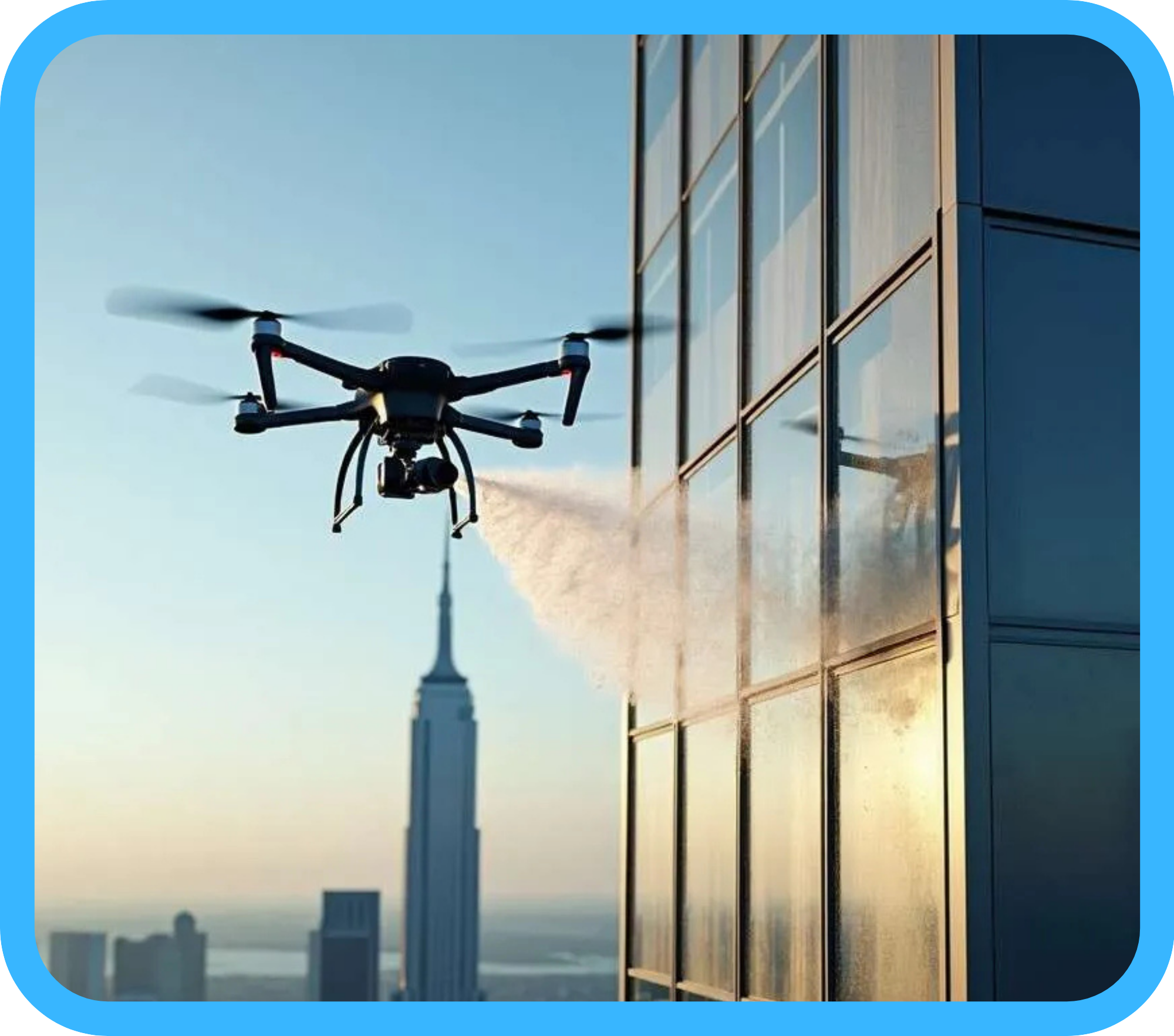 HDP drone cleaning commercial building facade